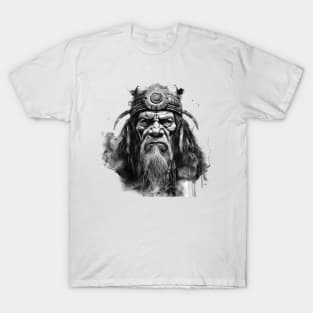 Ayahuasca And the Old Shaman Black and White T-Shirt